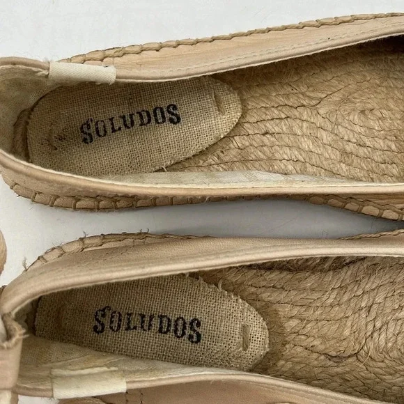 Soludos Leather Lace Up Espadrille Ballet Flats in Tan - Size 6 - Picture 7 of 11